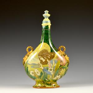 Fiasca con ángel estilo Botticelli - Manufactura Ginori, 1900